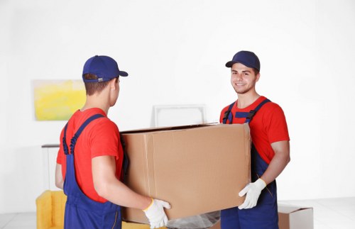 Workers and a delivery van representing ethical transport operations