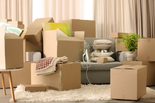 Room-by-room packing setup for a Hornsey property move