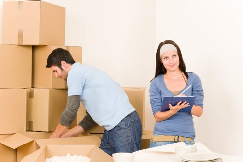 Packed household belongings ready for a flat relocation in Hornsey